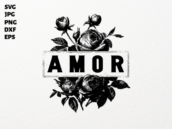 Amor Roses Vintage Style SVG Sublimation