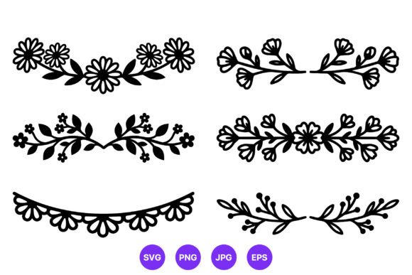 Black Floral Decorative Borders