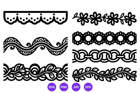 Black White Floral Lace Border Vector