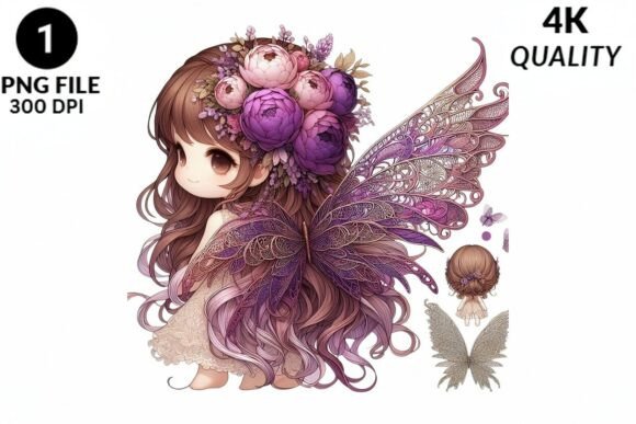 Chibi Fairy PNG Clipart Floral Wings