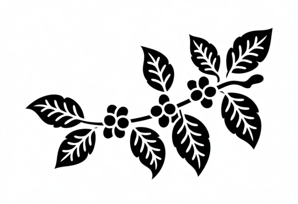 Coffee Branch Floral Stencil Design