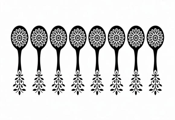 Decorative Spoon Clipart Floral Mandala