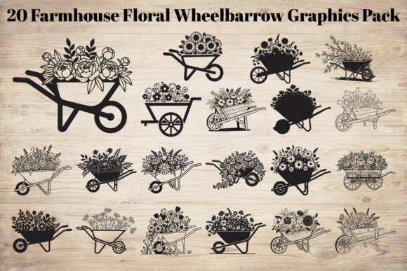 Farmhouse Floral Wheelbarrow Graphics