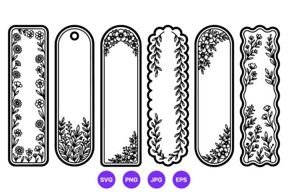 Floral Black and White Frame Bookmarks