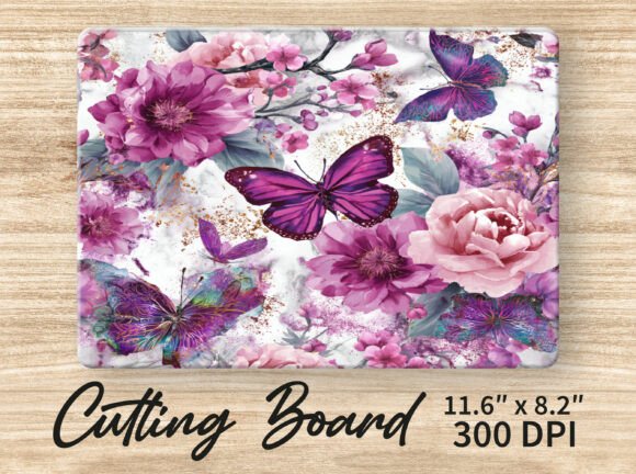 Floral Butterfly Tempered Glass Cutting