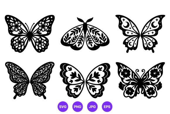 Floral Celestial Butterfly Vector Set