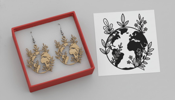 Floral Earth Earring Laser Cut File