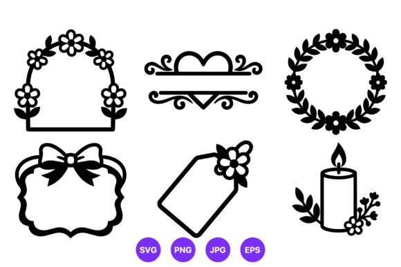 Floral Frame Silhouettes Vector