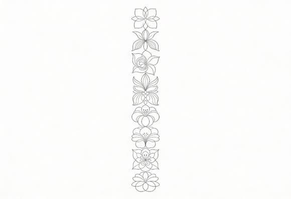 Floral Line Art Border Design Elements