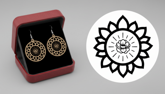 Floral Mandala Earring Laser Cut File
