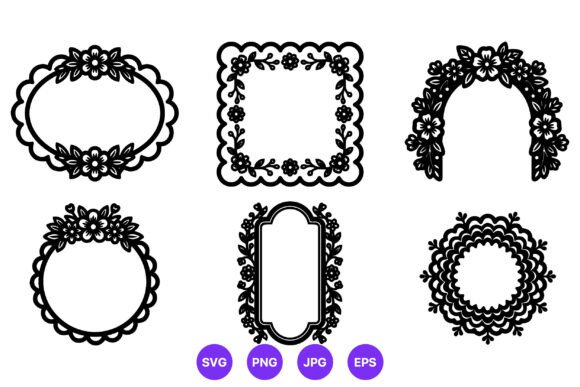 Floral Ornamental Frames Black and White