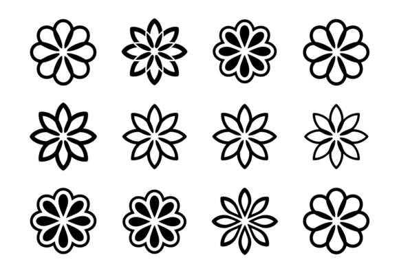 Floral Vector Icons Set Flower Graphics