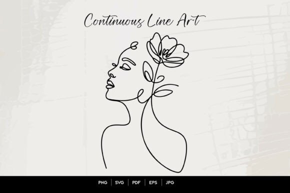 Floral Woman Continuous Line Art