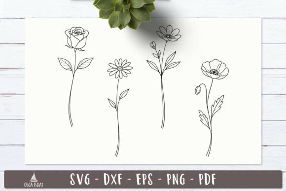 Flowers SVG Line Art Garden Designs
