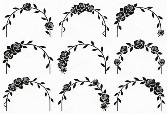 Rose Arch Clipart Bundle Black Floral