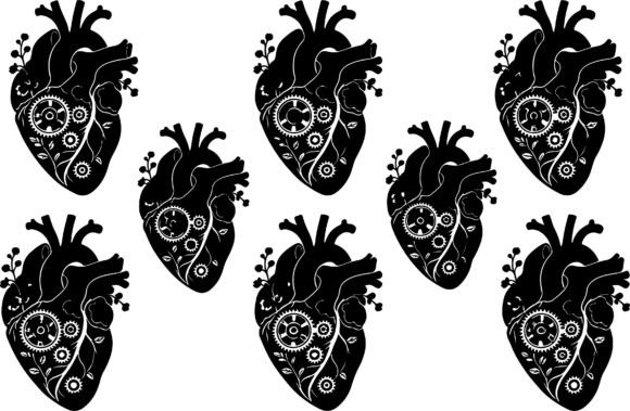 Steampunk Anatomical Heart Gears Floral